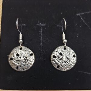 Silver Sand Dollar Dangle Earrings